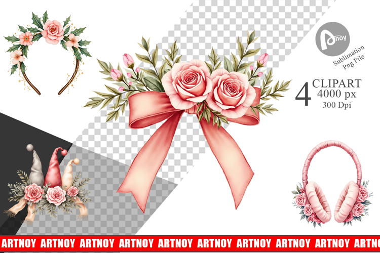 Clipart Vintage Christmas Hats Watercolor