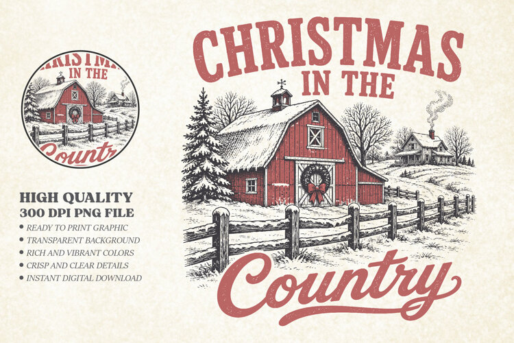 Vintage Christmas in the Country Design, Christmas Vintage example image 1