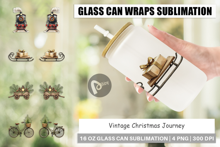 Vintage Christmas Journey Glass Can