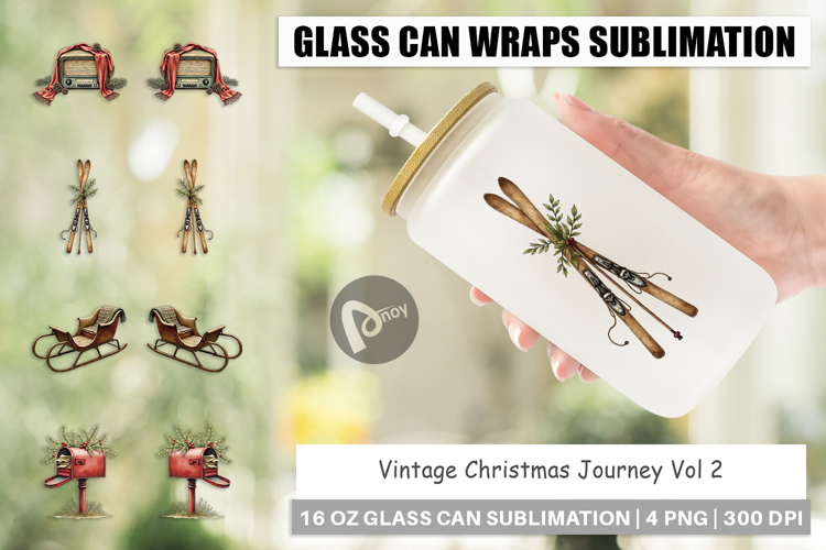 Vintage Christmas Journey Glass Can