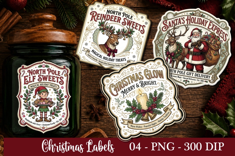 Vintage Christmas Labels Printable, Christmas Potion Labels,