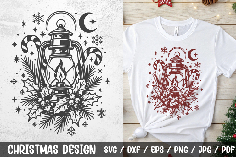 Vintage Christmas Lantern SVG | Retro Holiday Clipart