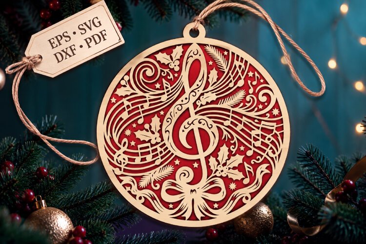 Vintage Christmas Music Laser Cut SVG example image 1