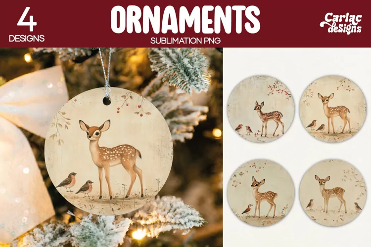 Christmas Ornament Sublimation, Vintage Christmas Ornament
