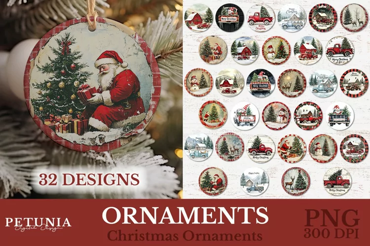 Vintage Christmas Ornament | Round Christmas Ornament