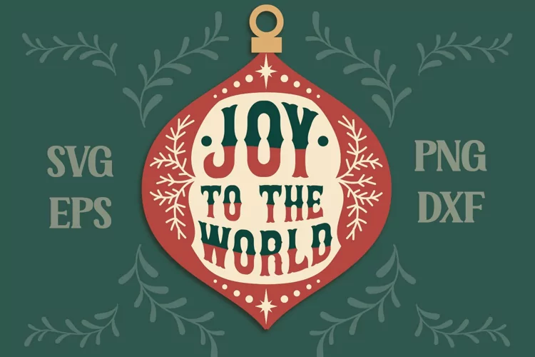 Vintage Christmas Ornament Joy to the World SVG