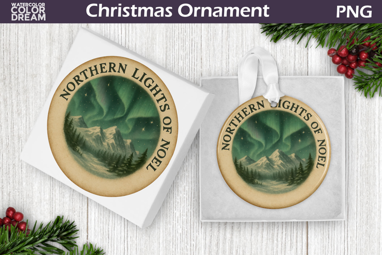 Vintage Christmas Ornament | Forest Mountains Sublimation