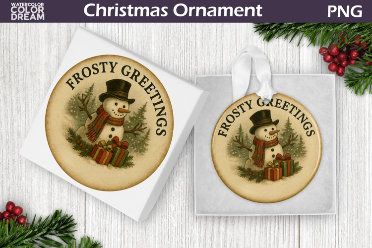 Retro Christmas Ornament | Vintage Snowman Ornament