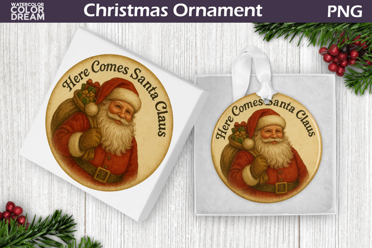 Retro Christmas Ornament | Santa Claus Christmas Ornament