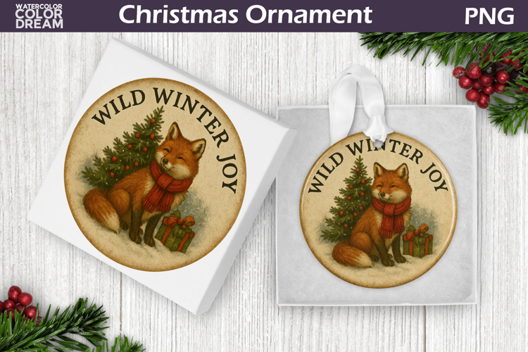 Retro Christmas Ornament | Vintage Fox Christmas Ornament
