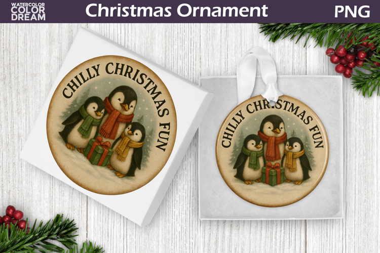 Retro Christmas Ornament | Penguin Christmas Ornament