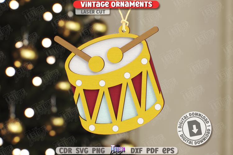 Vintage Christmas Ornament Laser Cut|Retro Christmas|Holiday