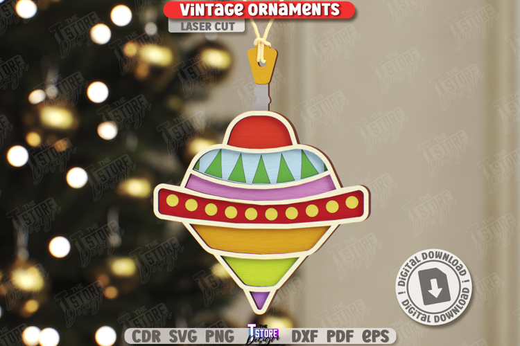 Vintage Christmas Ornament Laser Cut|Retro Christmas|Holiday