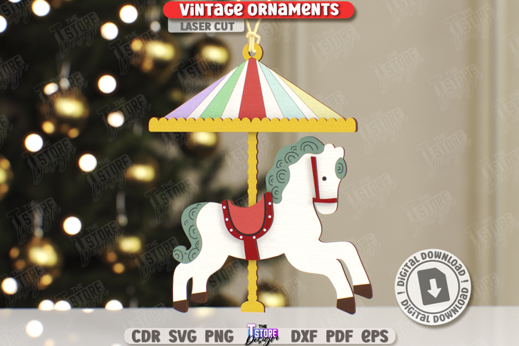 Vintage Christmas Ornament Laser Cut|Retro Christmas|Holiday