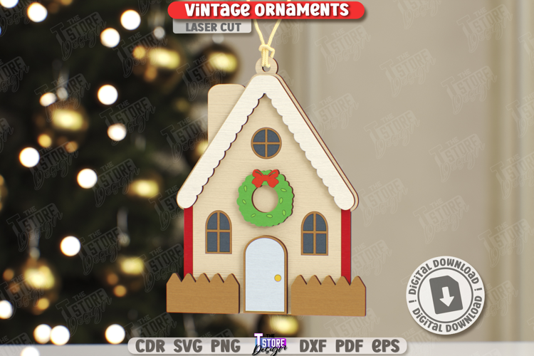 Vintage Christmas Ornament Laser Cut|Retro Christmas|Holiday