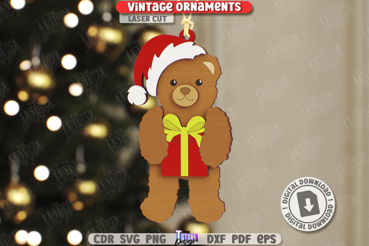 Vintage Christmas Ornament Laser Cut|Retro Christmas|Holiday