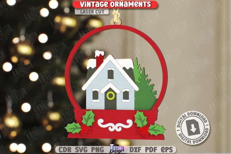 Vintage Christmas Ornament Laser Cut|Retro Christmas|Holiday