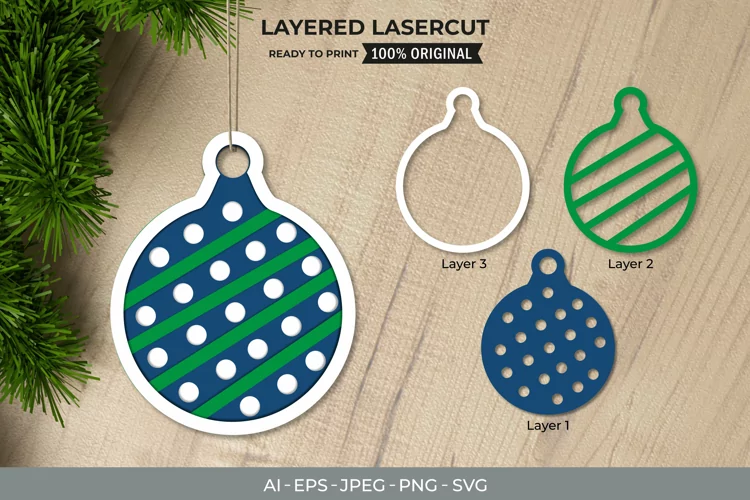 3D Papercut Vintage Round Christmas Bulb Layered Papercut
