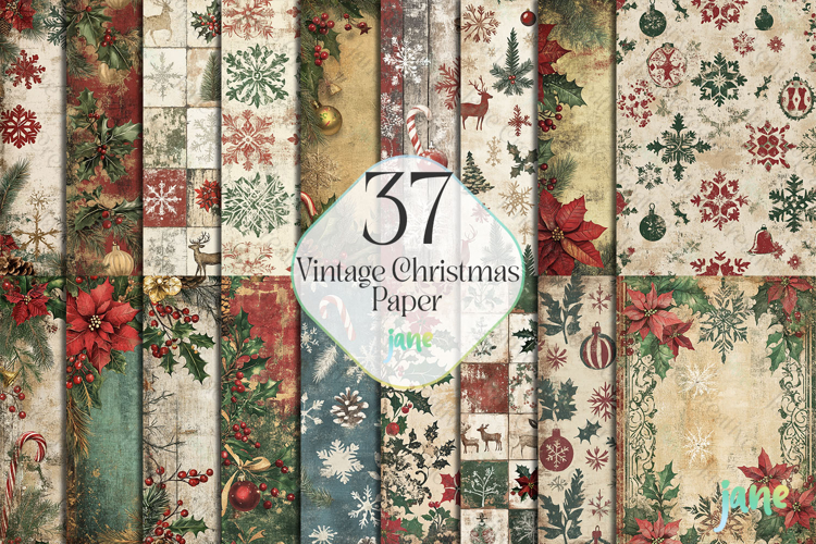 Vintage Christmas Paper Sublimation Bundle