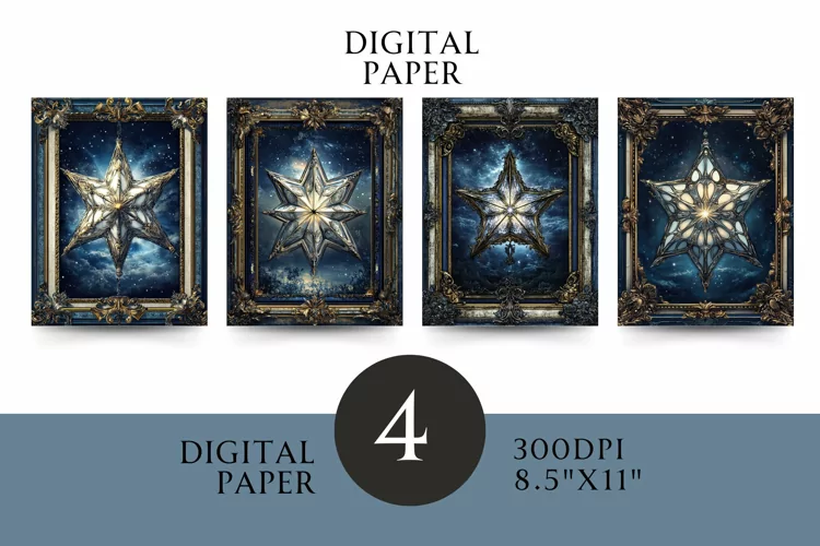 Celestial Star Digital Paper - Mystical Designs