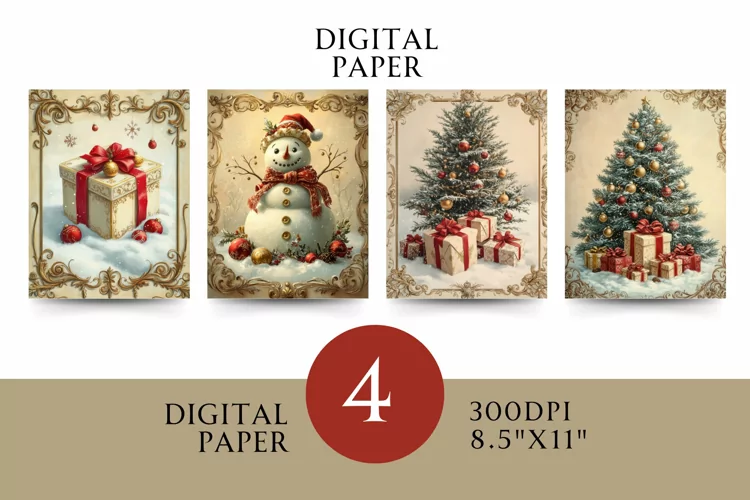 Vintage Digital Papers - Vintage Christmas