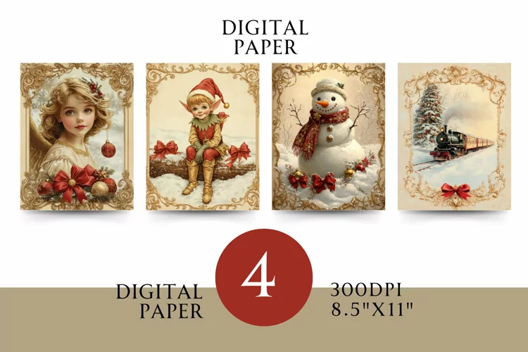 Vintage Digital Papers - Vintage Christmas