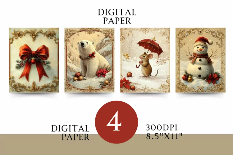 Vintage Digital Papers - Vintage Christmas