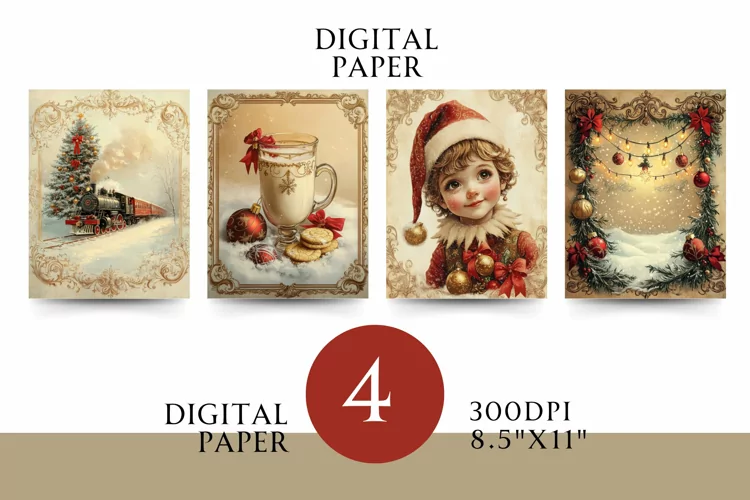 Vintage Digital Papers - Vintage Christmas