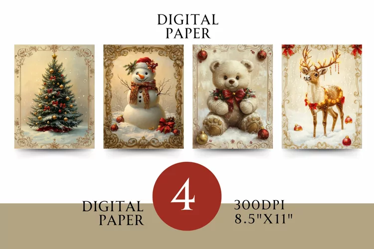 Vintage Digital Papers - Vintage Christmas