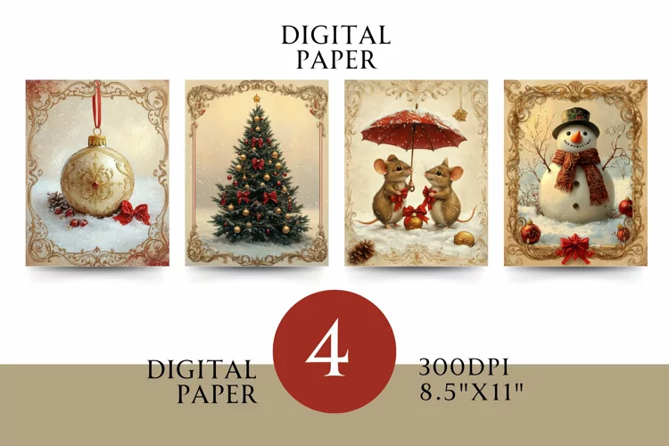 Vintage Digital Papers - Vintage Christmas