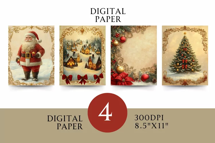 Vintage Digital Papers - Vintage Christmas