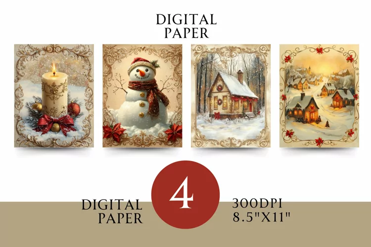 Vintage Digital Papers - Vintage Christmas