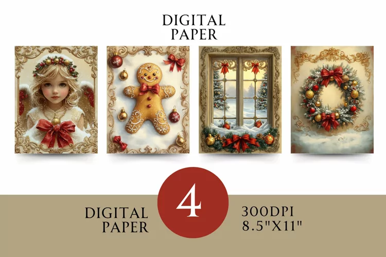 Vintage Digital Papers - Vintage Christmas