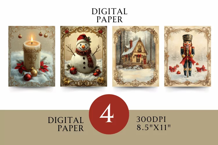 Vintage Digital Papers - Vintage Christmas