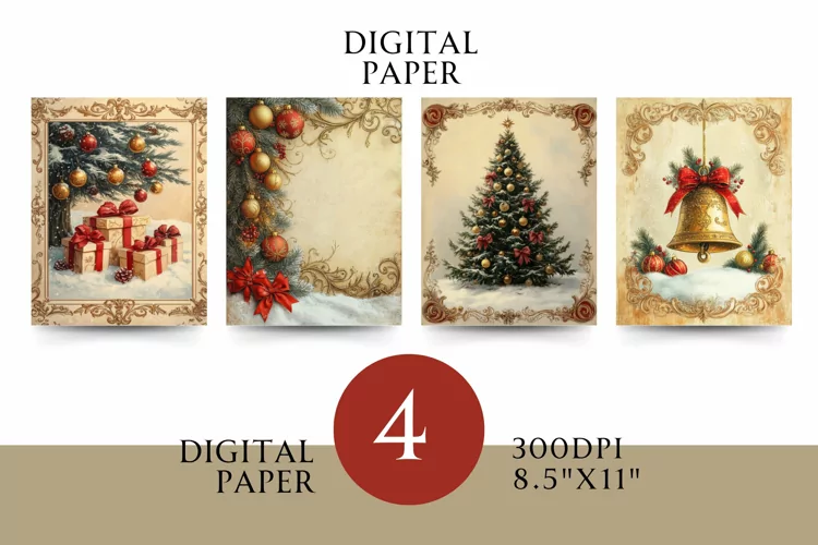 Vintage Digital Papers - Vintage Christmas