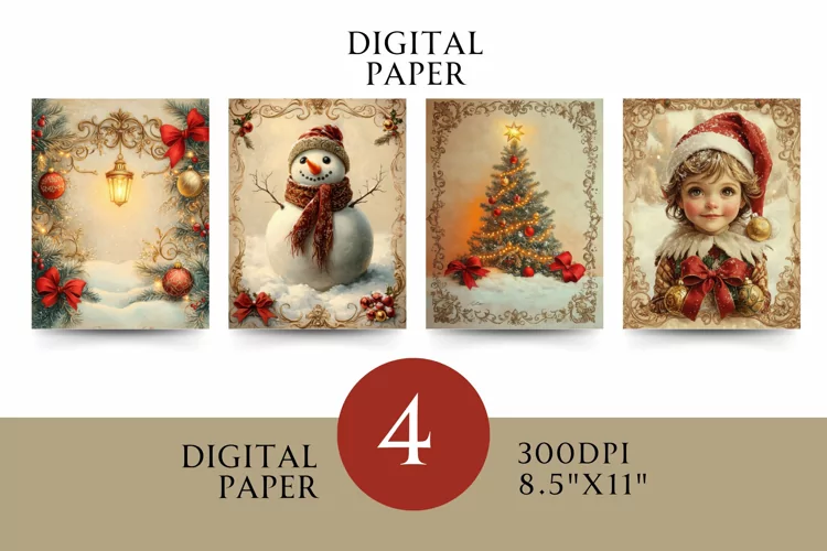 Vintage Digital Papers - Vintage Christmas