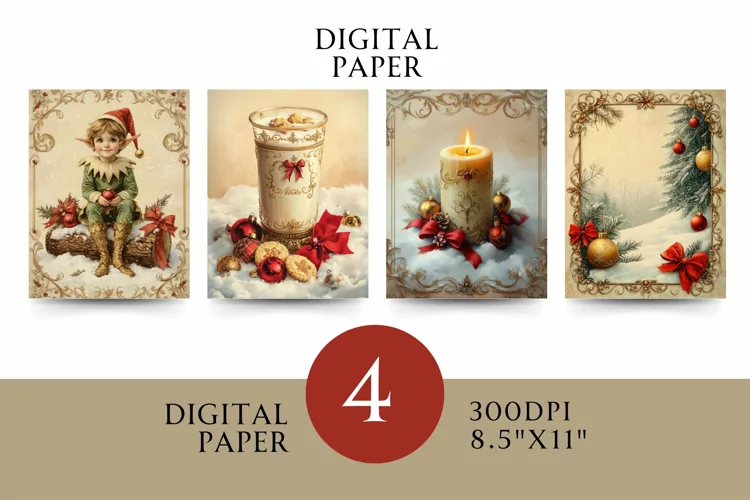 Vintage Digital Papers - Vintage Christmas