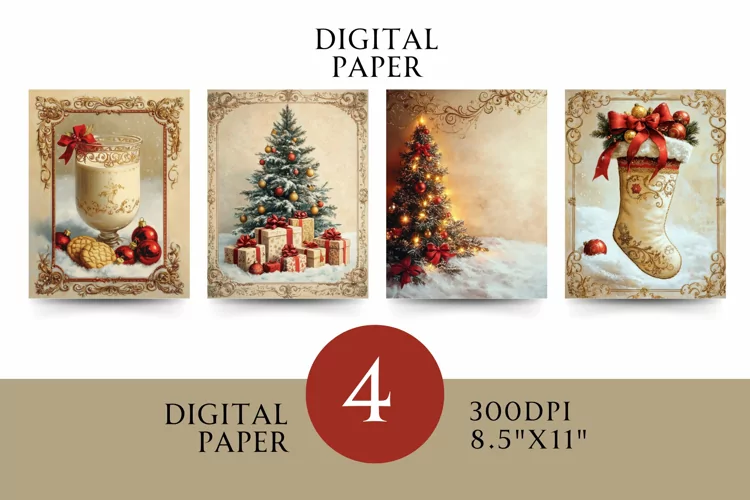 Vintage Digital Papers - Vintage Christmas