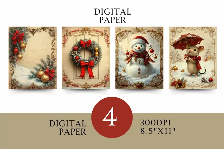 Vintage Digital Papers - Vintage Christmas