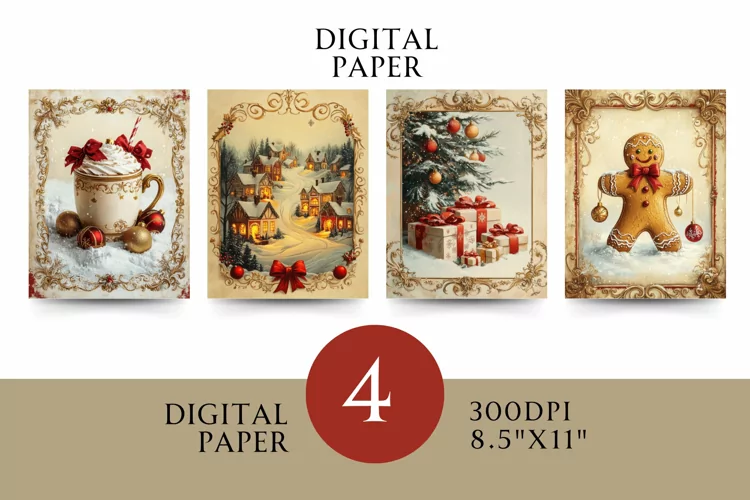 Vintage Digital Papers - Vintage Christmas