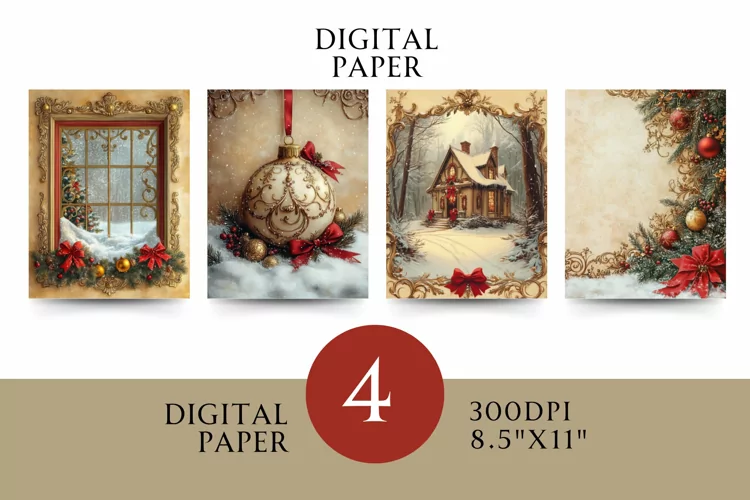 Vintage Digital Papers - Vintage Christmas