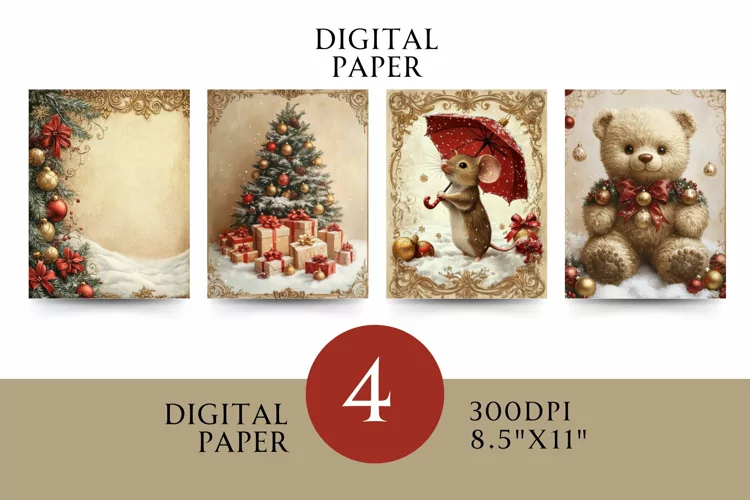 Vintage Digital Papers - Vintage Christmas