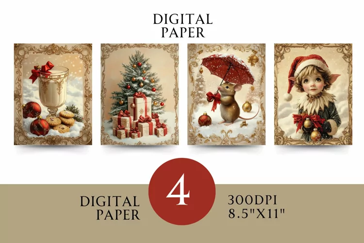 Vintage Digital Papers - Vintage Christmas