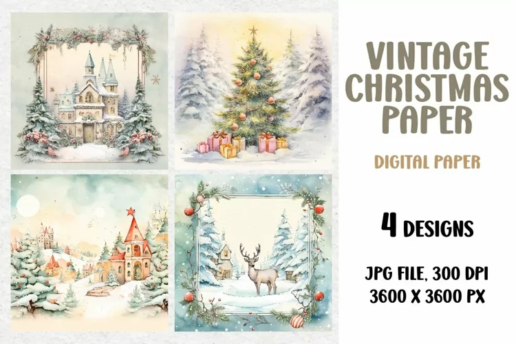 Vintage Christmas Junk Journal, Digital Paper