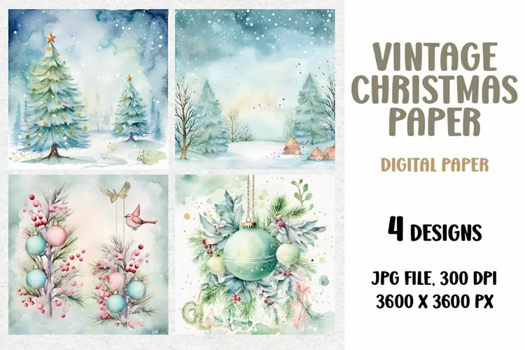 Vintage Christmas Junk Journal, Digital Paper