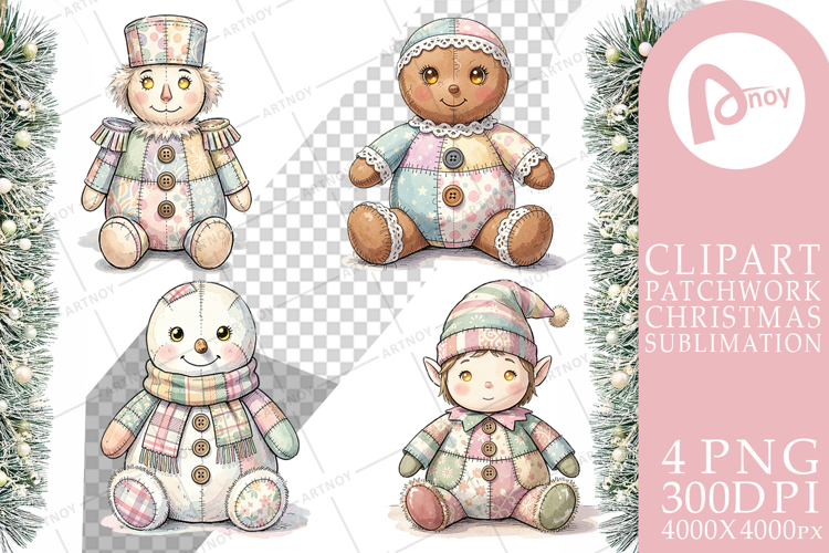Vintage Christmas Patchwork Sublimation