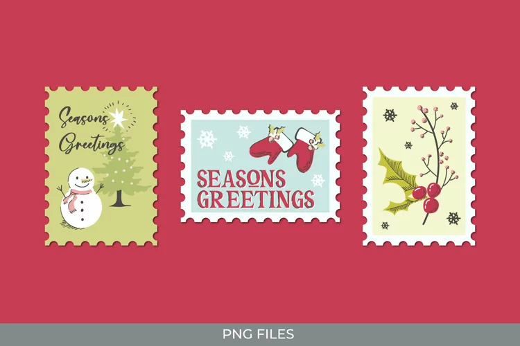 Classic Christmas Postage for Scrapbook Clipart