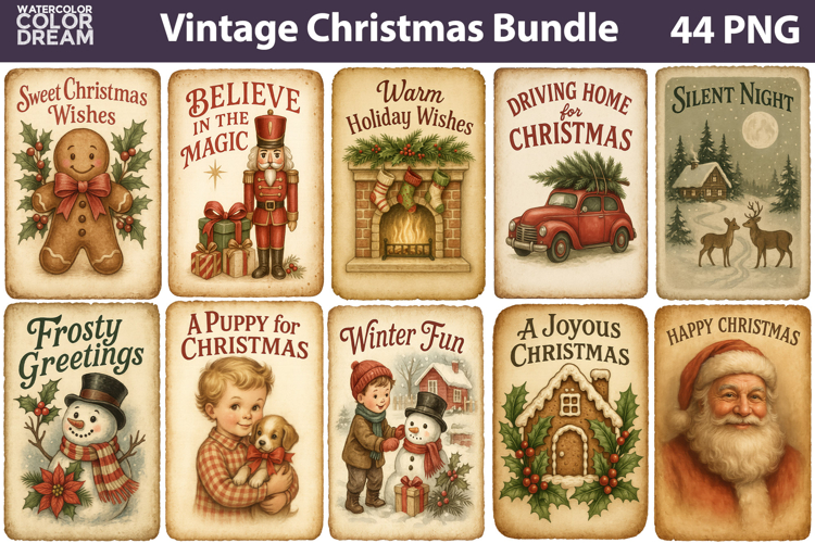 Vintage Christmas Poster | Retro Christmas Label Sublimation