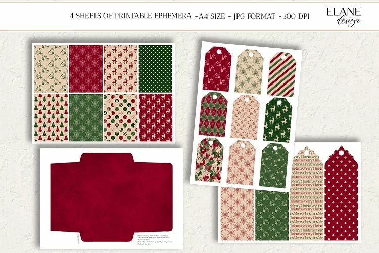 Vintage Christmas Printable Ephemera, Christmas Paper Crafts