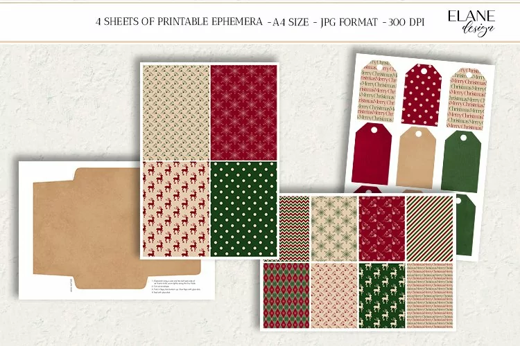 Vintage Christmas Printable Ephemera, Christmas Paper Crafts